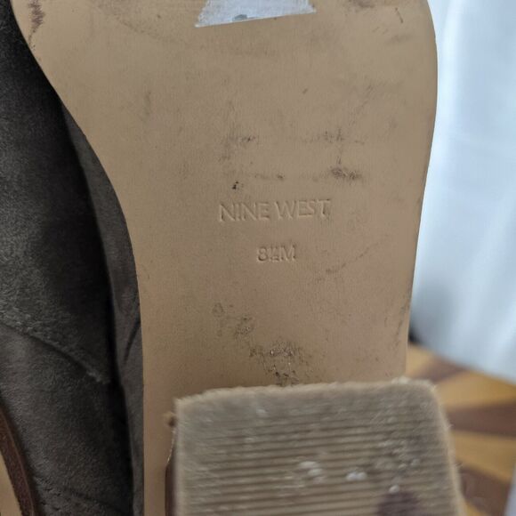 Nine West Mayley Block Heels Ankle Chelsea Boots Sz 8.5 Womens Stone Gray Taupe - Picture 10 of 16
